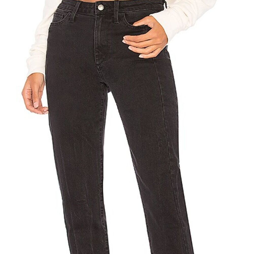 Joe’s Jeans Melanie Skinny Ankle Jeans 27 Black Uneven Raw Hem Stretch